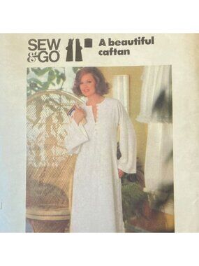 70s Butterick 5228 Caftan Vintage Sewing Pattern Size 12 Bust 34 CC